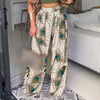 2022 Autumn Wide Leg Pants Women Casual Streetwear Slacks Female Elastic Waist Floral Print Plus Size Loose Trousers