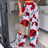 2022 Autumn Wide Leg Pants Women Casual Streetwear Slacks Female Elastic Waist Floral Print Plus Size Loose Trousers