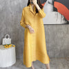 2022 Autumn Miyak Pleated Women Dresses Solid Single-breasted design loose large size women's 3/4 sleeve dress
