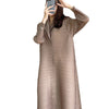 2022 Autumn Miyak Pleated Women Dresses Solid Single-breasted design loose large size women's 3/4 sleeve dress