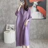 2022 Autumn Miyak Pleated Women Dresses Solid Single-breasted design loose large size women's 3/4 sleeve dress
