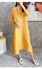 2022 Autumn Miyak Pleated Women Dresses Solid Single-breasted design loose large size women's 3/4 sleeve dress