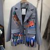 2023 Autumn Trendy Letters Graffiti Long-sleeved Suit Jacket Female Women Blazer Coats