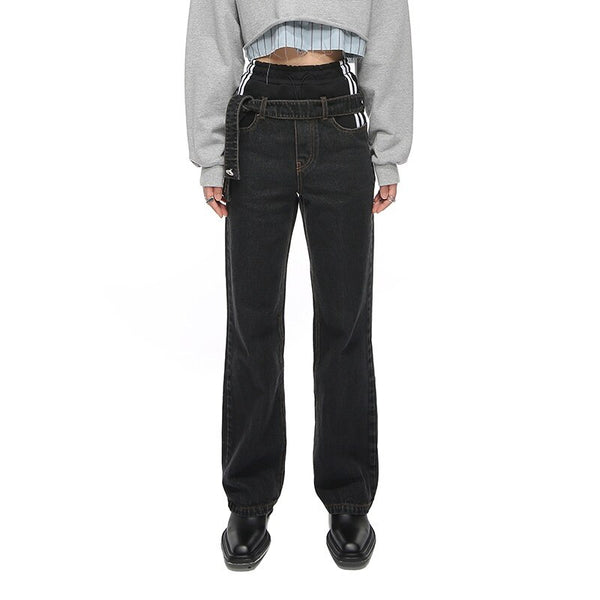 2022 Autumn Women Patchwork High Waist Denim Pants Cowboy Trouse Female Straight Jeans Ddxgz2v 8.19