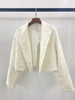 2022 Autumn Women Short Suit Coat Stripes or White Long Sleeve Loose Notched Office Lady Blazer Cardigan