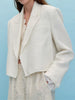 2022 Autumn Women Short Suit Coat Stripes or White Long Sleeve Loose Notched Office Lady Blazer Cardigan