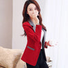2023 Autumn Women's Blazer Red Color Matching Single Button Long Sleeve Temperament Lady Lining Suit Jacket Femme Black  530
