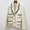 2023 Autumn Women's Temperament White Suit Leisure Suit Women's Tweed Suit Women's Style