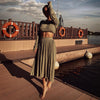2022 Autumn Pleated Suit Set Skirt Women Cardigan Cotton Two Piece Slit Knitted Sexy Buttons Long Sleeve Suits Sets Winter Woman