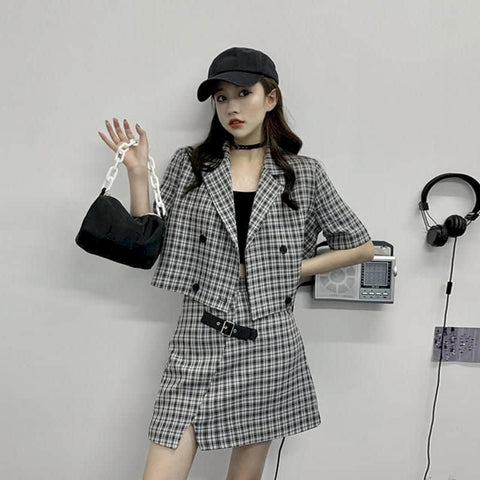 2022 Autumn Two Piece Set Women Summer Korean Short Sleeve Shirt Wonen Clothing Matching Sets Sweat Suits Lounge Wear Top Skirt