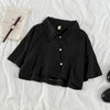 2023 Autumn Two Pieces Set Women Summer Korean Short Sleeve Shirt Female Black Casual Sets Suit Black Blouse Wide Leg Pants Suit