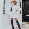 2022 Autumn Vestidos Women Shirts Dress Office Lady Long Puff Sleeve V-Neck High Waist Mini Dress Sexy Elegant Shirt Tunic Dress