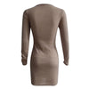 2022 Autumn Winter Knitted Bodycon Dress Women Sexy V Neck Zipper Solid Mini Dresses Long Sleeve Warm Sweaters Dress