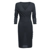 2022 Autumn Winter Knitted Slim Midi Dress Women Deep V Neck Long Sleeve Bodycon Dresses Office Ladies Party Dresses