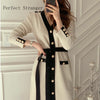 2022 Autumn Winter   Elegant Long Sleeve Round Collar Women Knitting Long Dress