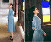 2022 Autumn Winter  Retro Peter Pan Collar  Flower Embroidery Bowknot   Woman Long  Velvet Dress With Tie