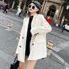 2023 Autumn Winter England Style Retro Women's Blazers Comfortable Turn-down Collar Double Breasted Casual Blazers
