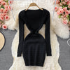 2022 Autumn Winter Korean Casual Knitted Sweater Dress Women Sheath Bodycon Mini Dress Robe Femme Bottomed Vestidos