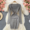 2022 Autumn Winter Korean Casual Knitted Sweater Dress Women Sheath Bodycon Mini Dress Robe Femme Bottomed Vestidos
