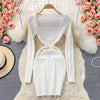 2022 Autumn Winter Korean Casual Knitted Sweater Dress Women Sheath Bodycon Mini Dress Robe Femme Bottomed Vestidos