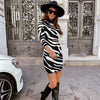 2022 Autumn Winter Turtleneck Printing stripe Sheath Maxi Dresses for Women Casual Dress Elegant