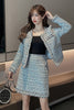 2023 Autumn Winter Small Fresh Temperament Cardigan Tweed Jacket Female + Western All-match Pencil Skirt Blazer Office Clothes