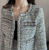 2023 Autumn Winter Small Fresh Temperament Cardigan Tweed Jacket Female + Western All-match Pencil Skirt Blazer Office Clothes