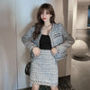 2023 Autumn Winter Small Fresh Temperament Cardigan Tweed Jacket Female + Western All-match Pencil Skirt Blazer Office Clothes