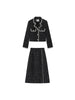2022 Autumn Winter Tweed Set 2 Piece Skirts Suits Women Vintage Elegant Blazer Jacket Top Long Skirt Wool Casual Clothes Female