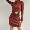 2022 Autumn Winter Women Knitted Dress Turtleneck Sweater Dresses Lady Elastic Slim Bodycon Long Sleeve Mini Dress Chic Vestidos