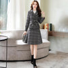 2023 Autumn Winter Women Vintage Two Piece Set Female Notched Woolen Blazer and Pleated Skirt Suit Lady Plaid Office Set L823