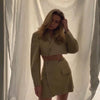 2022 Autumn Women 2pcs top skirt suit Short Solid color jacket Short skirt suits Lapel single breasted Long sleeve short jacket
