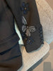 2023 Autumn Women Black Blazer Back Butterfly Skull Rhinestone Strass Flap Pockets Long Sleeves suits