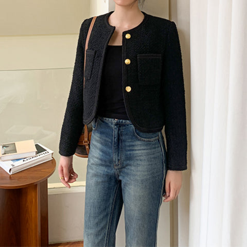 2023 Autumn Women Korean Stylish Loose Short Blazer Solid color Single Breasted Female Full Sleeve Suit Jacket