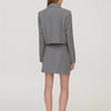 2022 Autumn Women Grey Two Buttons Loose Short Lapel Blazer Jacket + Mini Skirt Chic Set Casual Solid Color