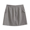2022 Autumn Women Grey Two Buttons Loose Short Lapel Blazer Jacket + Mini Skirt Chic Set Casual Solid Color