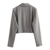 2022 Autumn Women Grey Two Buttons Loose Short Lapel Blazer Jacket + Mini Skirt Chic Set Casual Solid Color