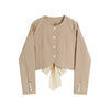 2022 Autumn Women Suit Design Sense Strappy Bow Loose Temperament Versatile Short Halter Long Sleeve Jacket