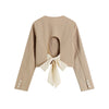 2022 Autumn Women Suit Design Sense Strappy Bow Loose Temperament Versatile Short Halter Long Sleeve Jacket