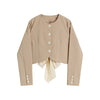 2022 Autumn Women Suit Design Sense Strappy Bow Loose Temperament Versatile Short Halter Long Sleeve Jacket