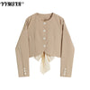2022 Autumn Women Suit Design Sense Strappy Bow Loose Temperament Versatile Short Halter Long Sleeve Jacket