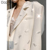 2022 Autumn and Winter Light Diamond Bow White Suit Set Temperament Female Senior Small Business Suit Coat Blazer Women