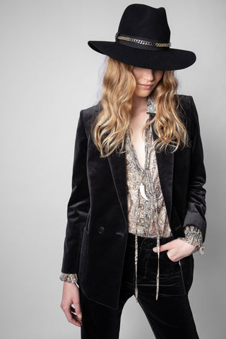 2023 Autumn and Winter Products Women  Black Blazer Velvet Blazer