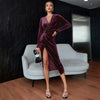 2022 Black Sexy Wrap Dress Women Y2K Autumn French V-Neck Long Sleeve Velvet  Sequin Club Midi Evening Party Dresses with Slit