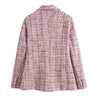 2023 Blazers For Women Clothing Peak Lapel Long Sleeve Checked Tweed Blazer Double Breasted Retro Elegant Office Blazers Jackets