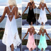 2022 Boho Hollow Long Dress Women Backless Halter Beach Dress White Black O Neck Sleeveless Midi Dress Vestidos