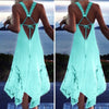 2022 Boho Hollow Long Dress Women Backless Halter Beach Dress White Black O Neck Sleeveless Midi Dress Vestidos
