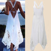 2022 Boho Hollow Long Dress Women Backless Halter Beach Dress White Black O Neck Sleeveless Midi Dress Vestidos