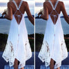 2022 Boho Hollow Long Dress Women Backless Halter Beach Dress White Black O Neck Sleeveless Midi Dress Vestidos