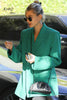 2022 Brand Week Street Photo Trend Chic Elegant Green Suit Coat  Leisure Versatile Women Blazer